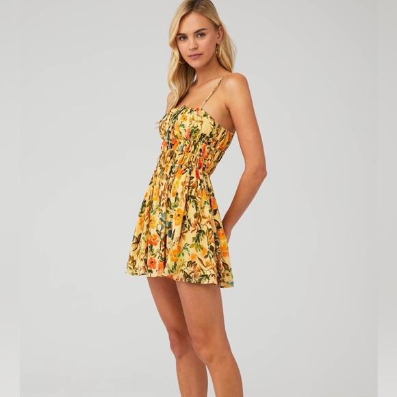 RAYS FOR DAYS Darya Romper Dress in Floral Yellow Size M - Picture 2 of 11
